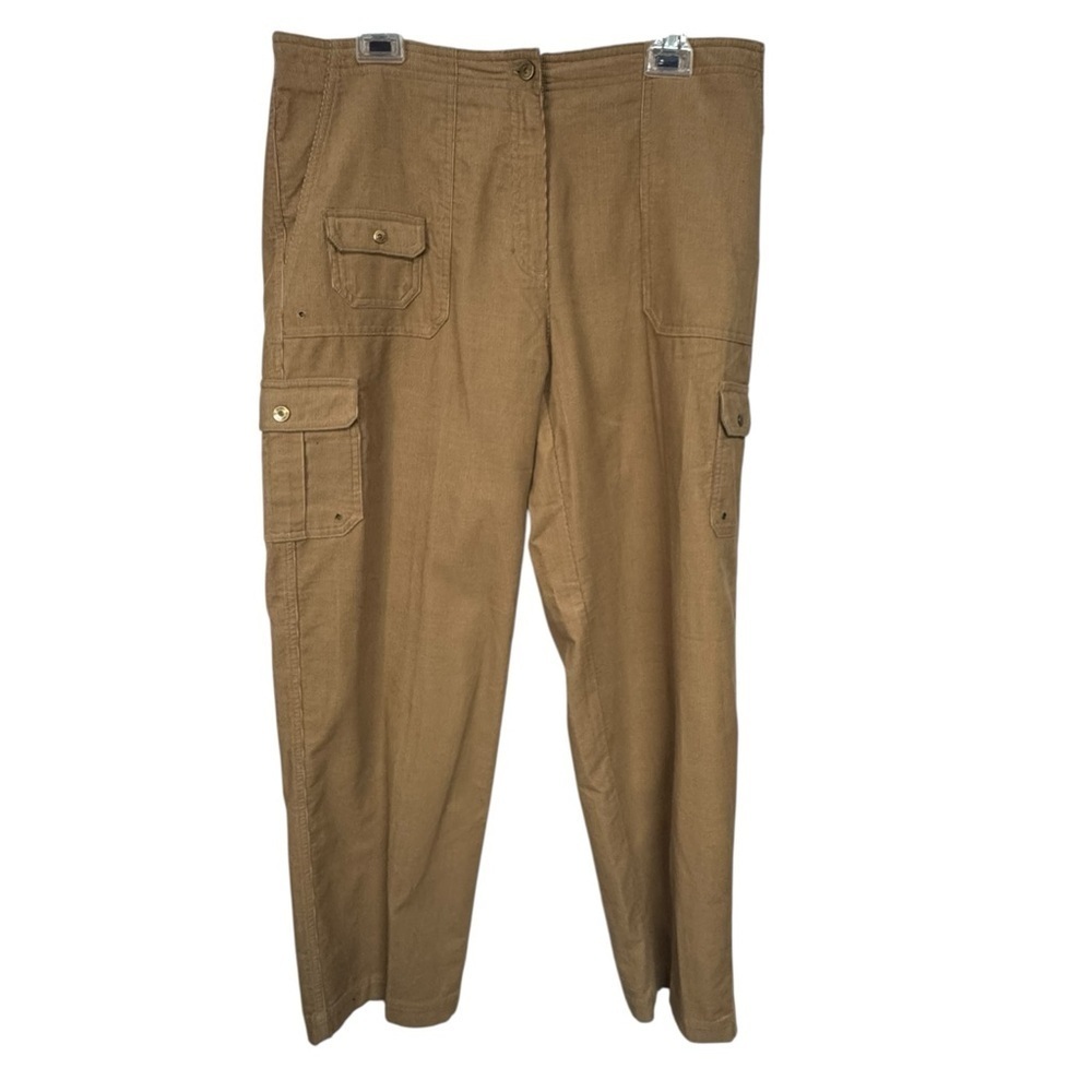 Lauren Ralph Lauren Camel Tan Fine Corduroy Wide Leg Utility Pants, NWT, 12